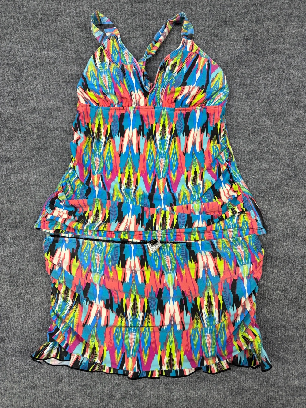 Athena Multicolor One-Shoulder Dress with Blue and Pink Accents